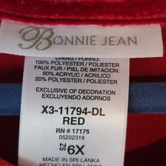 Girls Red & White Long Sleeve Christmas Dress W/ Faux Fur Trim Sequin Top Bow Ac - Picture 9 of 13